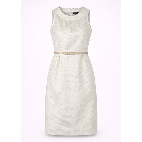 Tahari Arthur S. Levine Dresses & Skirts - Tahari Arthur S Levine Womens 10 Metallic Jacquard Sheath Dress Champagne White